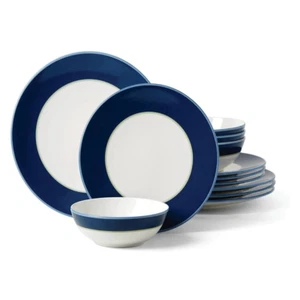 Kate Spade Lenox Make It Pop 12 Pc Dinnerware Set Navy/Green - Picture 1 of 9