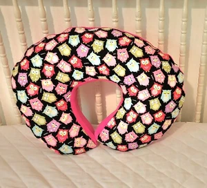Boppy Pillow Cover Owls Pink Fleece Back - Picture 1 of 3
