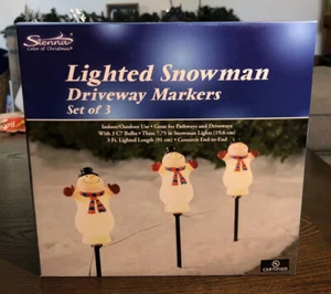 Sienna Color of Christmas Lighted Snowman Driveway Markers Set of 3, 7.75” 3’ - Picture 1 of 5