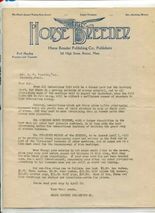 Vintage Illus Letterhead AMERICAN HORSE BREEDER Magazine Trotting Race Horses - Picture 1 of 1