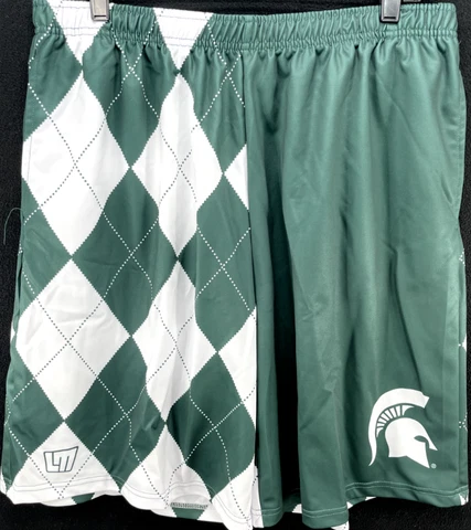 NEW Michigan State MSU Spartans LoudMouth Green Argyle Athletic Shorts Mens XL Cover