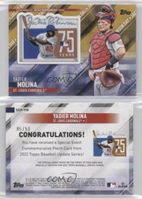 2022 Topps Update Special Event Manufactured Relics Gold /50 Yadier Molina Patch