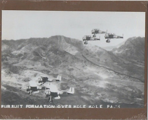 ARMY PLANES AERIAL OVER KOLEKOLE PASS 1929? REAL PHOTOGRAPH ON 8X10" MAT 