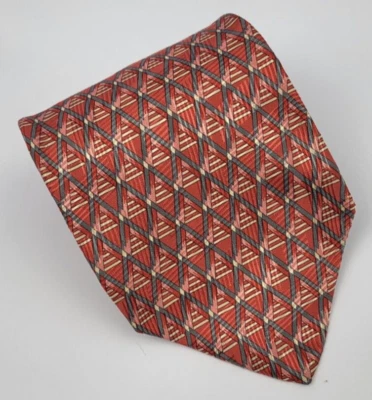 Corbata de Seda Robert Talbott Studio Coral Rosa Gris Geométrica Hombres EE. UU. 56 x 3.7/8 Foto 1 de 4
