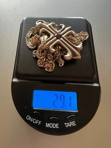 Sterling Silver Cross and Chain Pendant 29 Grams - See pics for chain length - Picture 1 of 17