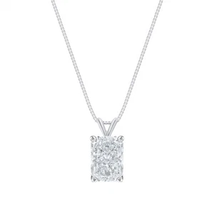 IGI E/VS 3 Ct Radiant Lab Created Grown Diamond Pendant Necklace 14K White Gold - Picture 1 of 2