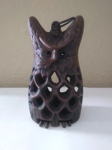 VTG CAST IROM BROWN OWL JAPANESE HANGLING CANDLE HOLDER LANTERN 7 1/2" TALL - Bild 1 von 6