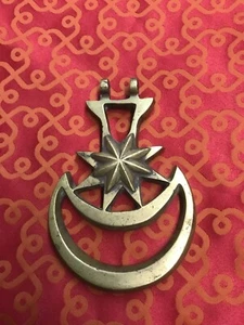 WANING MOON SAND CAST BRASS BRONZE DOOR BIG KNOCKER CRESCENT PERSIAN EXOTIC DECO - Picture 1 of 4