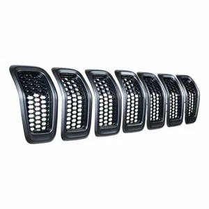 Gray Frame+Front Black Grille Inserts Accessories fits Jeep Cherokee 2014-2018 - Picture 1 of 12