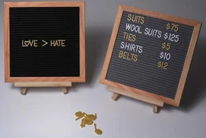 Wooden Felt Letter Board 10" x 10"  With 340 Letters, Numbers, Symbols - Picture 1 of 14