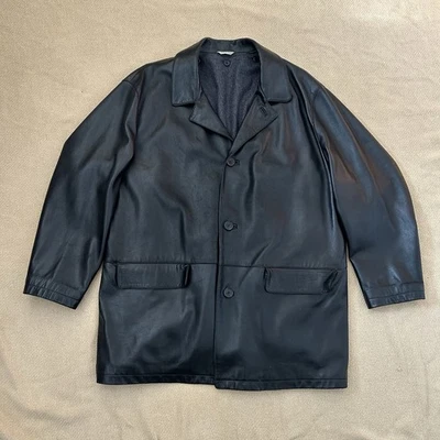Abrigo largo plumero de cuero negro vintage Bally con chaqueta forrada de lana 44 Foto 1 de 4