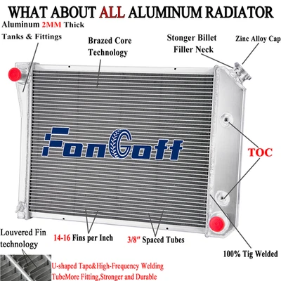 4-Rows Aluminum Radiator FOR 1968-1974 Chevy Nova/1975-1987 EL CAMINO V6 Foto 1 de 4