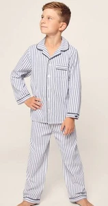 Petite Plume Kid's Twill Pajama Set in Navy French Ticking NWT MSRP $58 Sz 12 - Picture 1 of 16