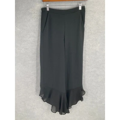 Whimsigoth Pants Womens Sz XS Black Ruffled Hem Wide Leg Flowy Dark Fairy - Image 1 of 4