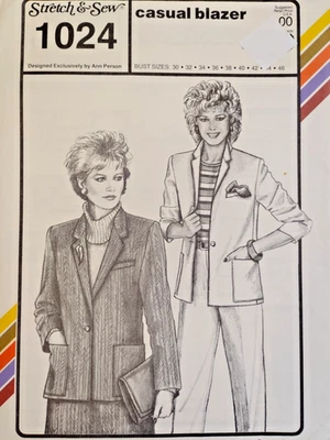Stretch & Sew 1024 Casual Blazer Jacket Sewing Pattern UC Ladies 30-46 Career - Image 1 of 4