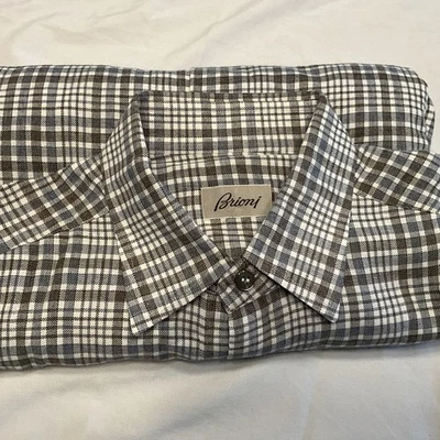 Brioni Men's Plaid  Long-Sleeve Button Dress Shirt Size M - Image 1 of 4