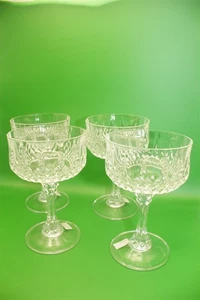 4 COUNT LOT CRISTAL D'ARQUES LONGCHAMP 7 1/4oz GLASS STEM 5 1/2"H X 3 1/2" RIM - Picture 1 of 3