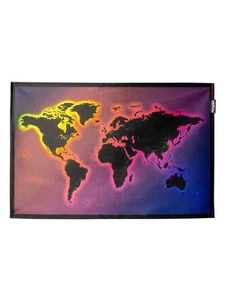 PSYWORK Schwarzlicht Stoffposter Neon Rainbow World Map Bild Druck - Bild 1 von 12