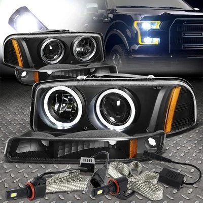 FARO HALO CROMADO + LUZ ÁMBAR + SISTEMA LED BLANCO 6000K PARA 99-06 GMC SIERRA Foto 1 de 4