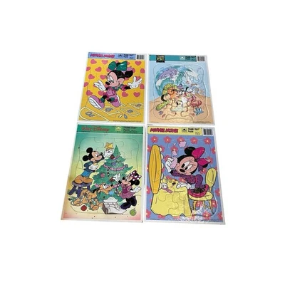 Vintage Disney Golden Frame Tray Puzzle Lot of 4 Mickey Minnie Mouse Goofy Pluto - Image 1 of 4