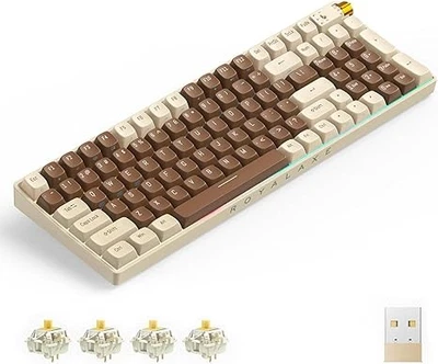 ROYALAXE R100 Mechanical Keyboard Gateron G Pro 3.0 Yellow Switch - Lava Brown - Image 1 of 4