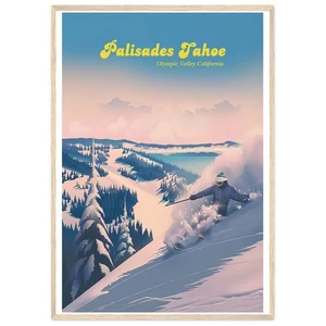 Póster de estación de esquí Palisades Tahoe Estados Unidos Sierra Nevada montañas prados alpinos - Imagen 1 de 7