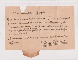 20 Nov. 1910. Jean Cocteau. Lettre de jeunesse autographe signée. Enveloppe. RRR - Foto 1 di 2