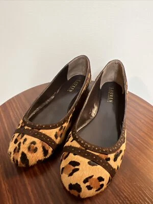 Ralph Lauren Ballet Flats Womens 6.5 Brown Leopard Print Calf Hair Leather LRL - Image 1 of 4