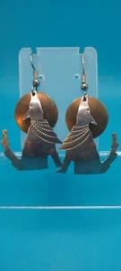 Vintage Sterling Silver Wolf howling at Brass Moon, Southwestern Theme. - Picture 1 of 6