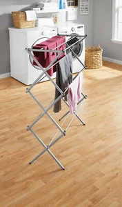 Oversized Collapsible Steel Laundry Drying Rack, Silver - Picture 1 of 5