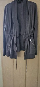 AllSaints Pullover Damen Größe 10 Grau Cardigan Verstellbar Sweatshirt Kordelzug - Bild 1 von 9