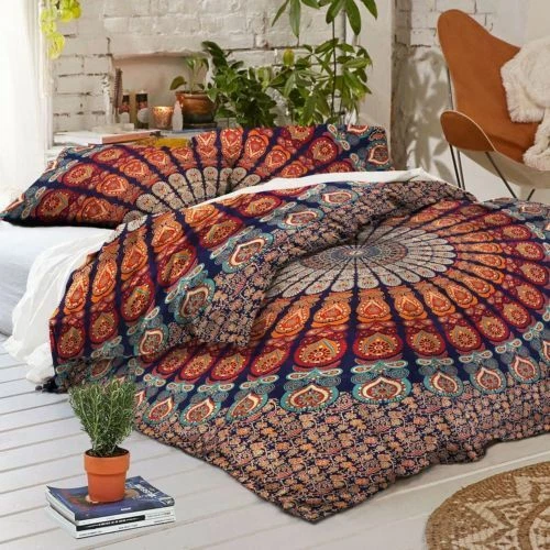 Queen/Double Size Mandala Bedding Bedspread Cover Indien Bohemian Bed Sheet - Image 1 of 2
