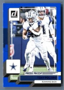 2022 Donruss Tony Pollard Blue Press Proof #155 Dallas Cowboys - Bild 1 von 1