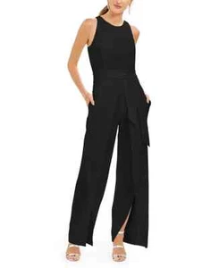 I.N.C. International Concepts Wide Leg Sleeveless Walkthrough Jumpsuit- Black- 2 - Picture 1 of 1