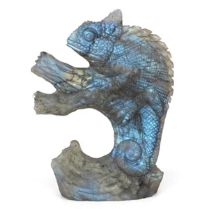 Estatuilla de animal tallado cristal labradorita gemas naturales lagarto camaleón de 4,1 - Imagen 1 de 7