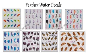 Federn Wasser Aufkleber Transfers Nail Art Dekoration Sticker - Federkiele Basteln Telefon - Bild 1 von 10