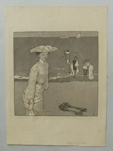 RAOUL DU GARDIER "FEMME SUR LA PLAGE" ORIGINAL ETCHING - Picture 1 of 9
