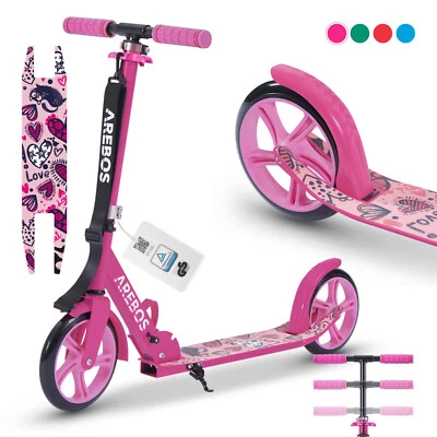 AREBOS Tretroller Kickroller Cityroller Kinderroller Erwachsene Scooter Pink - Bild 1 von 4