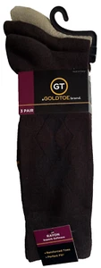 Goldtoe Men's 3-Pair Rayon Brown + Khaki Socks Shoe Size 6-12 1/2 Superb Quality - Picture 1 of 6