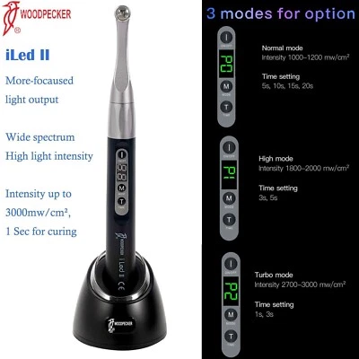 Woodpecker Dental Wireless iLED II Focused Curing Light Lamp 1 Sec Curing 3000mW