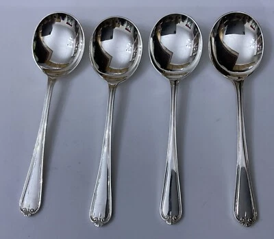 Cubiertos de sopa vintage J.S.S 4 Jesmond 17 cm Sheffield plato de plata EPNS Foto 1 de 4