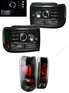 Black Halo Projector Headlights + Altezza Taillights for 1992-1996 Bronco F-150 - Picture 1 of 6
