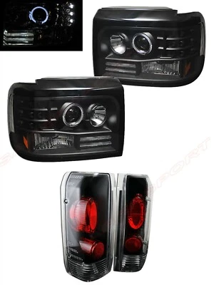 Faros proyectores halo negros + luces traseras Altezza para Bronco F-150 1992-1996 Foto 1 de 4