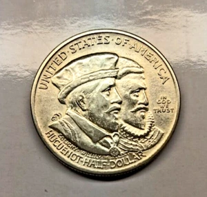 1924 Huguenot Tercentenary Commemortive Half Dollar AU/UNC - Picture 1 of 2
