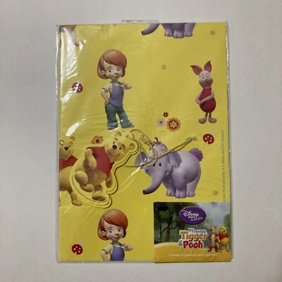 Disney Store UK Winnie the Pooh Gift Wrap Piglet New 2 Sheets 2 Tags Party New - Image 1 of 4