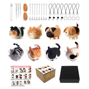 4 Cats and 4 Dogs Needle Felting Kits for Beginners DIY Craft Kits 4x8cm - Picture 1 of 8