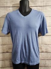 RAFFI Blue Soft Short Sleeve Casual V-Neck T-Shirt - Mens size L (G2)