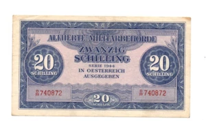 20 SCHILLING VF BANKNOTE FROM ALLIED MILITARY IN AUSTRIA 1944 PICK-107 - Picture 1 of 2