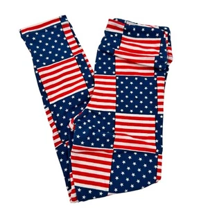 LuLaRoe S/M Kids Leggings American Flag Patriotic Star & Stripe Print Americana - Picture 1 of 5