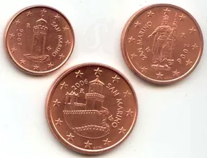 SAN MARINO - EURO-MÜNZENSATZ 2006 - 1 CENT 2 CENT 5 CENT UNZIRKULIERT - Bild 1 von 4